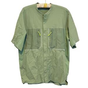 Lululemon Mens Utility Hiking Shirt WaterRepellent Medium Green Fishing Gorpcore